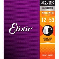 Струны для акустической гитары Elixir 11052 Nanoweb 12-53
